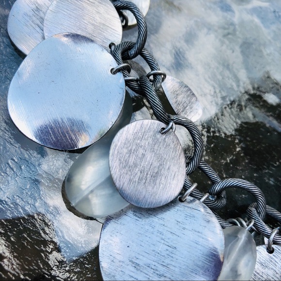 Galvanized Discs & Large Crystal Stones & Chain - Picture 6 of 8